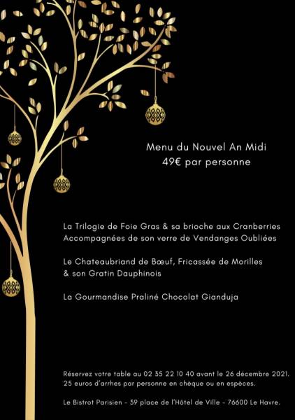 MENU DU JOUR DE L'AN MIDI